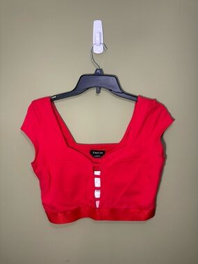 Bebe Bright Red Cropped cut-out top